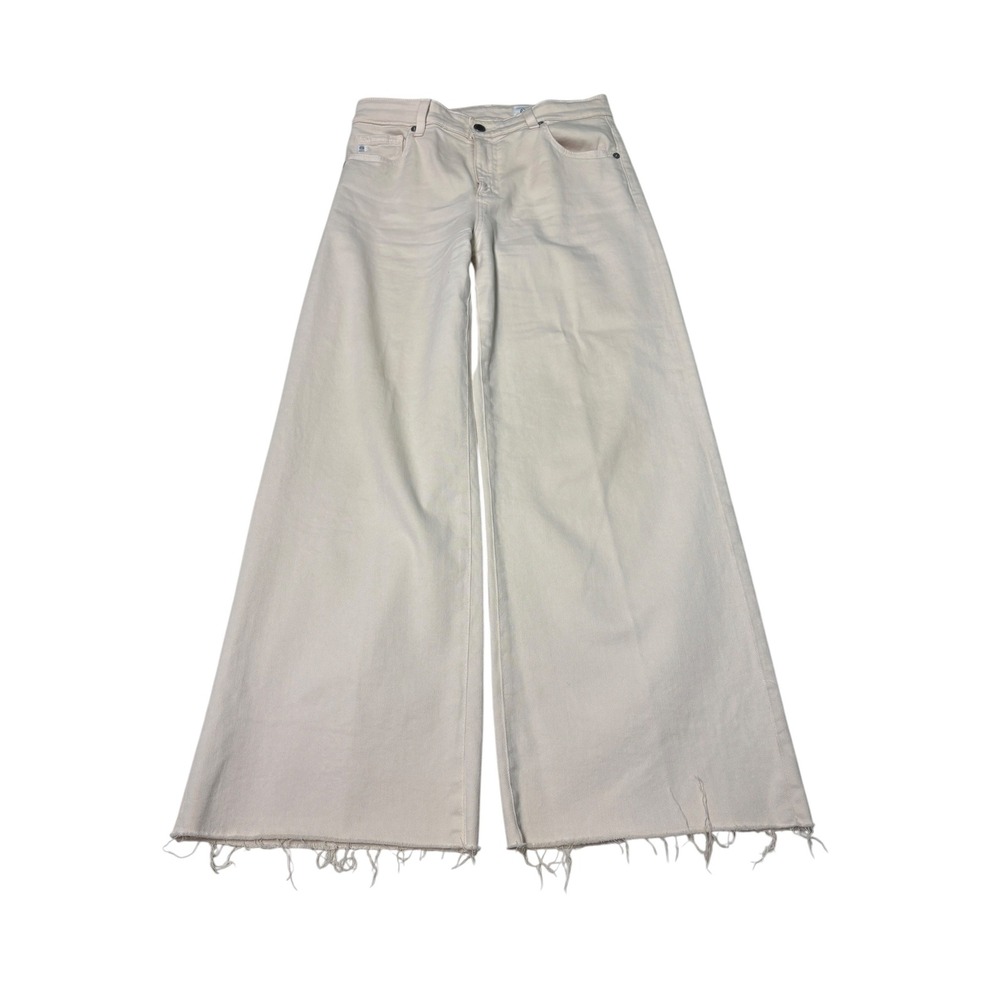 AG Adriano Goldschmied Saige Wide Leg Crop Jeans Off White High Rise Women 28X27